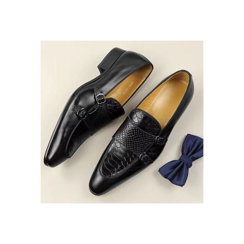 Ανδρικά Επίσημα Παπούτσια Exotic Metal Toe Slip-on Loafers - Μαύρο