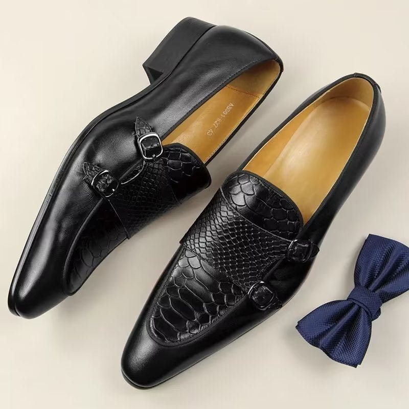 Ανδρικά Επίσημα Παπούτσια Exotic Metal Toe Slip-on Loafers - Μαύρο