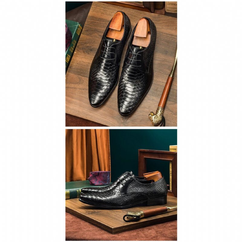 Ανδρικά Επίσημα Παπούτσια Exotic Retro Lace-up Wingtip Oxford - Μαύρο