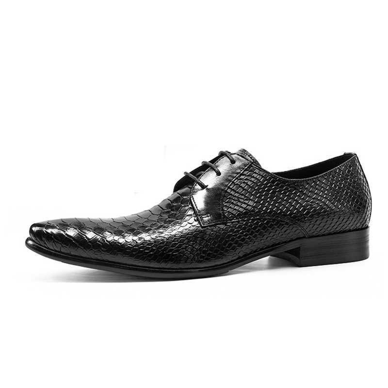 Ανδρικά Επίσημα Παπούτσια Exotic Retro Lace-up Wingtip Oxford - Μαύρο