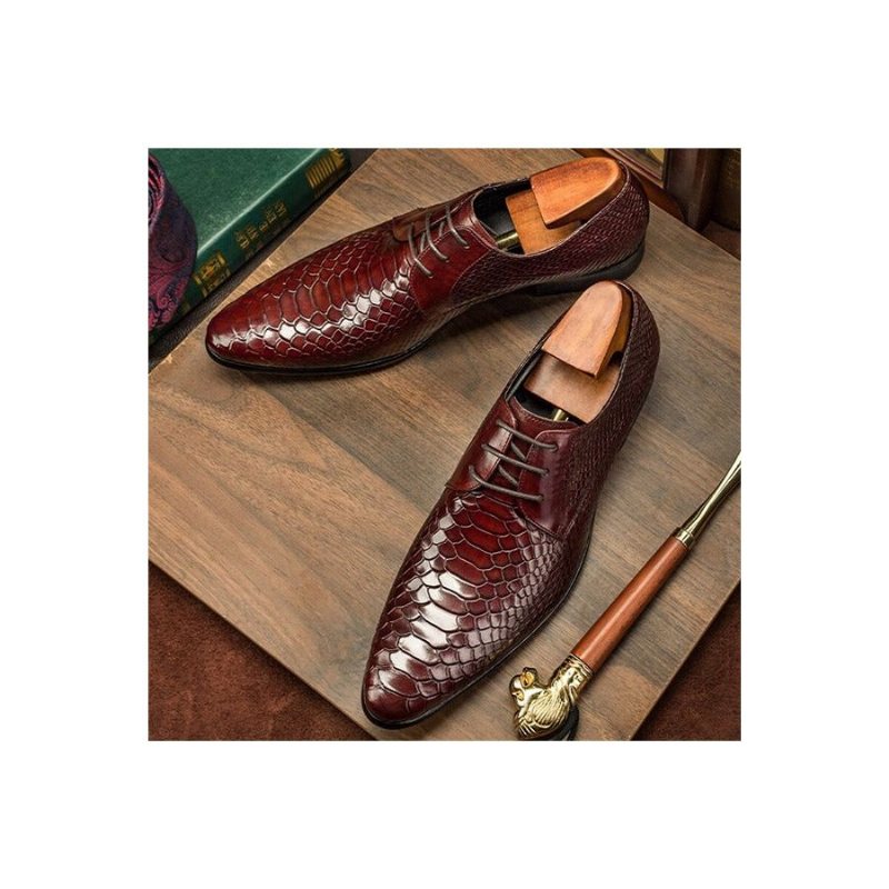 Ανδρικά Επίσημα Παπούτσια Exotic Retro Lace-up Wingtip Oxford - Κόκκινο