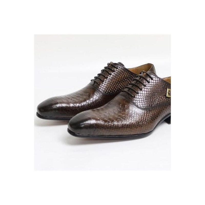 Ανδρικά Επίσημα Παπούτσια Exotic Serpent Pointed Toe Oxford Φόρεμα - Καφές