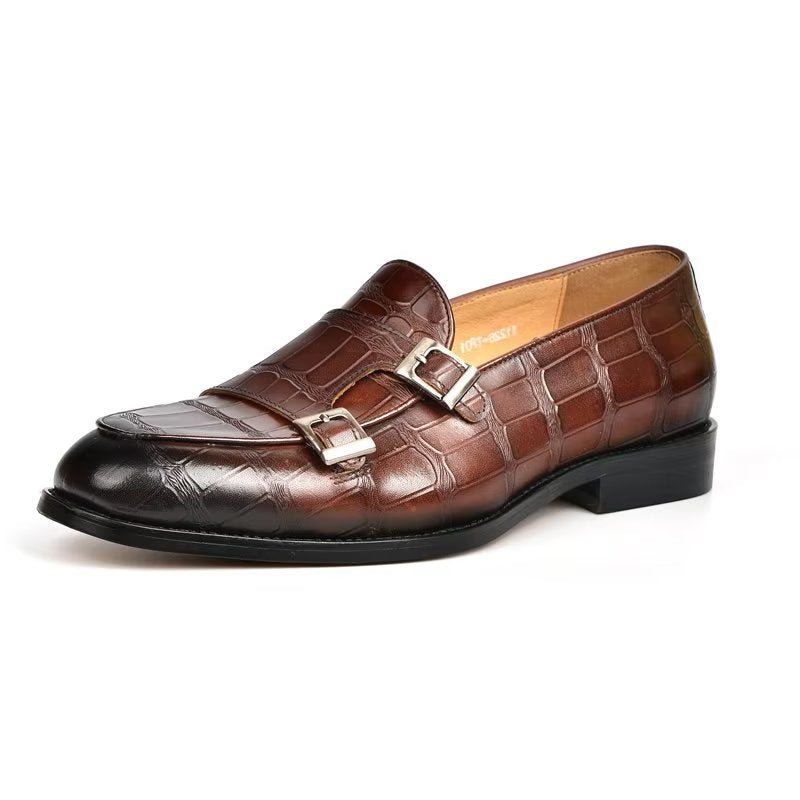 Ανδρικά Επίσημα Παπούτσια Exotic Texture Modish Monkstrap Φόρεμα - Καφές