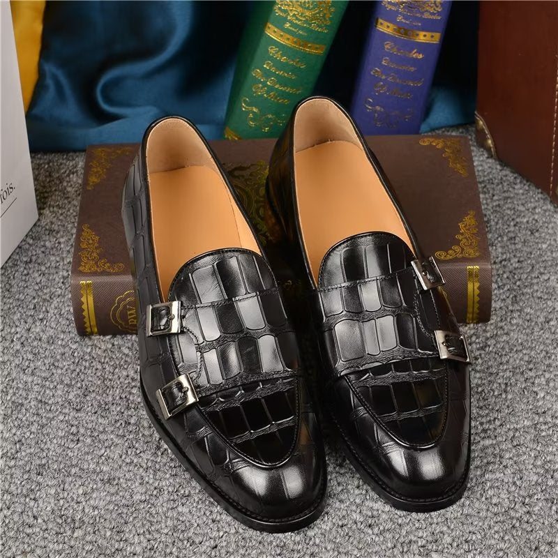 Ανδρικά Επίσημα Παπούτσια Exotic Texture Modish Monkstrap Φόρεμα - Μαύρο