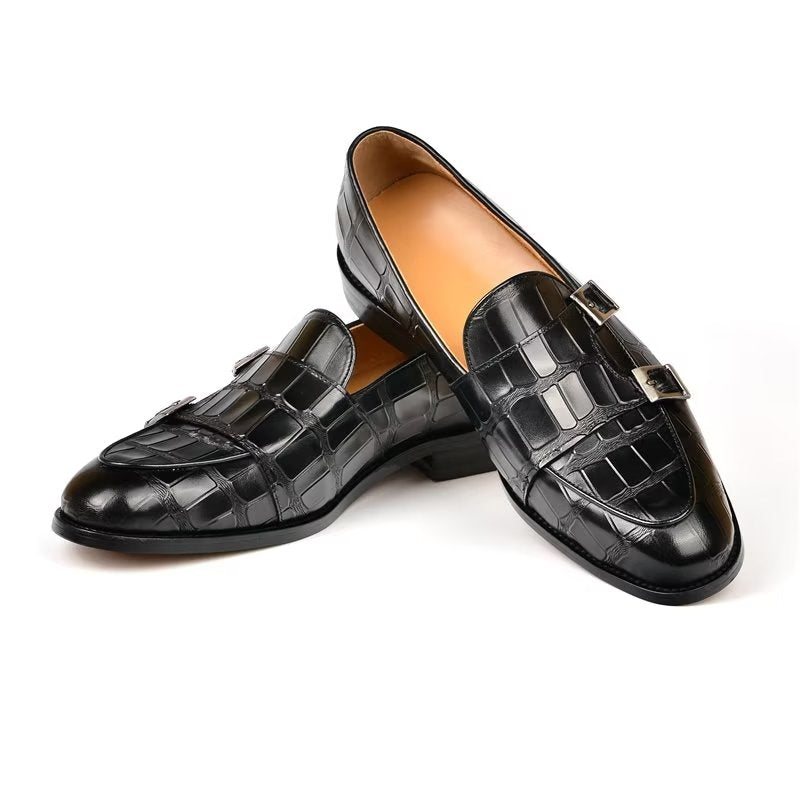 Ανδρικά Επίσημα Παπούτσια Exotic Texture Modish Monkstrap Φόρεμα - Μαύρο