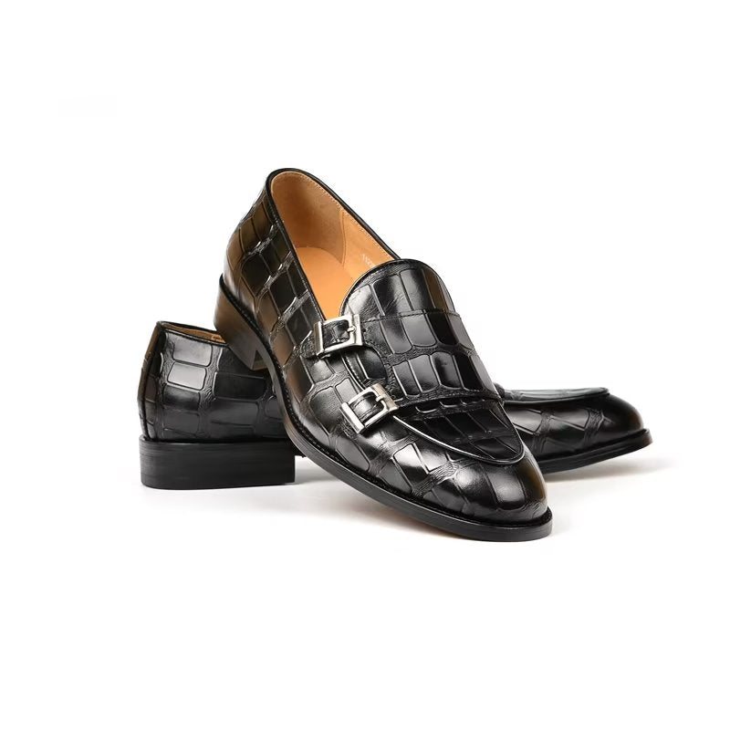 Ανδρικά Επίσημα Παπούτσια Exotic Texture Modish Monkstrap Φόρεμα - Μαύρο