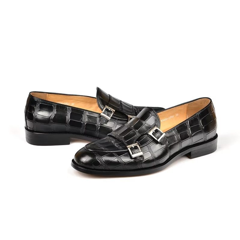 Ανδρικά Επίσημα Παπούτσια Exotic Texture Modish Monkstrap Φόρεμα - Μαύρο