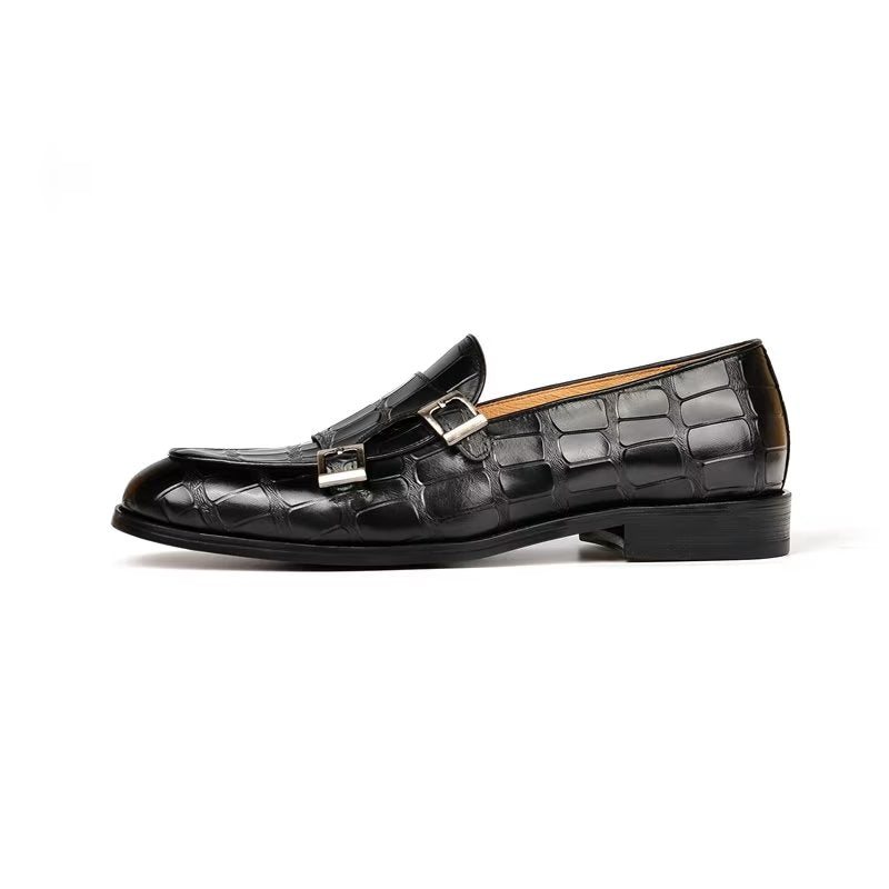 Ανδρικά Επίσημα Παπούτσια Exotic Texture Modish Monkstrap Φόρεμα - Μαύρο