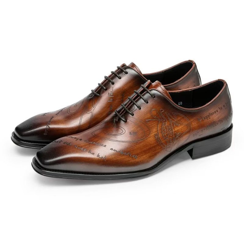 Ανδρικά Επίσημα Παπούτσια Exotic Texture Oxford Φόρεμα - Καφές