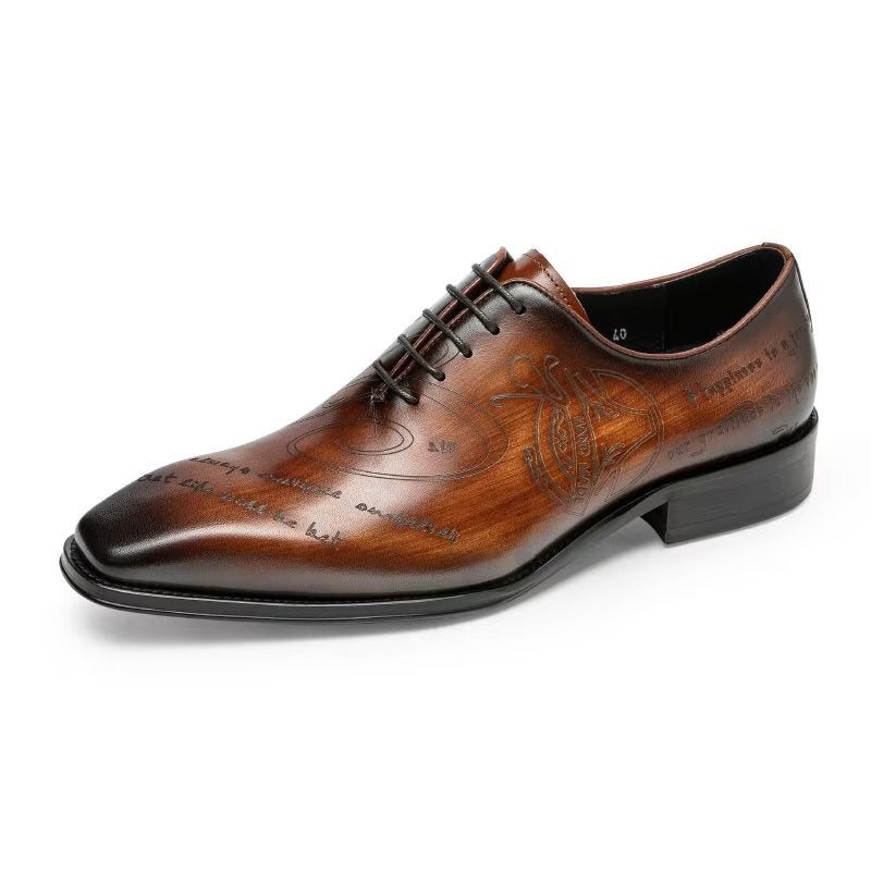 Ανδρικά Επίσημα Παπούτσια Exotic Texture Oxford Φόρεμα - Καφές