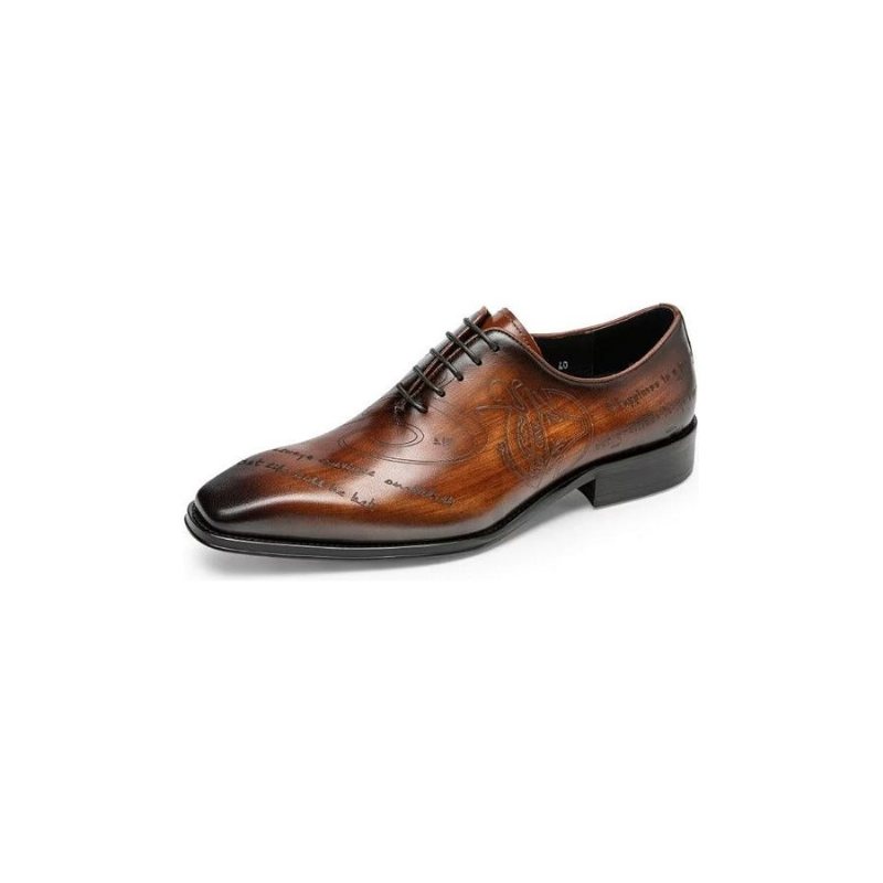 Ανδρικά Επίσημα Παπούτσια Exotic Texture Oxford Φόρεμα - Καφές