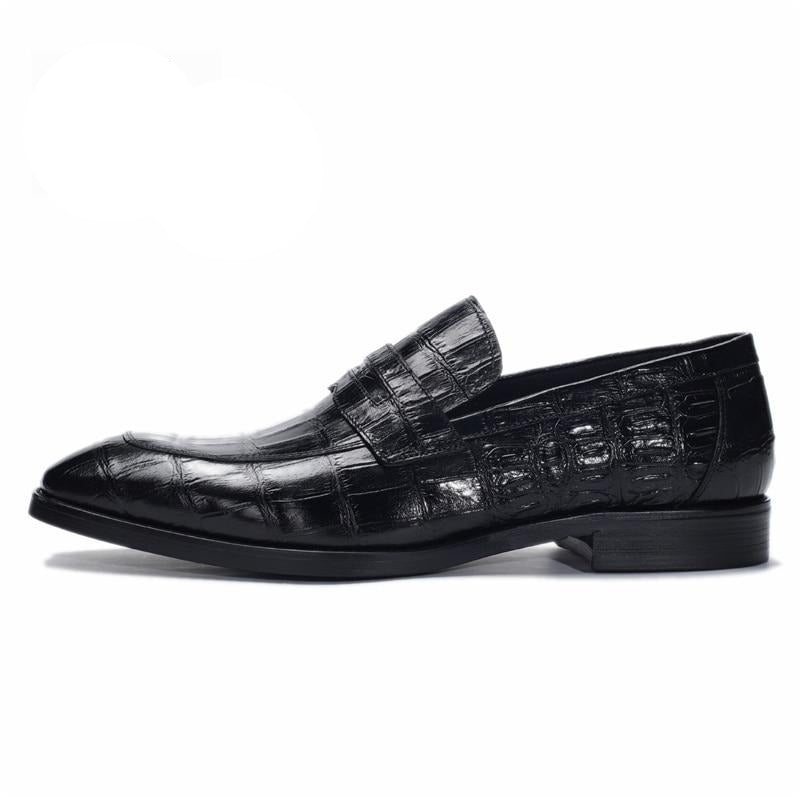 Ανδρικά Επίσημα Παπούτσια Exotic Texture Slip-on Brogue - Μαύρο 