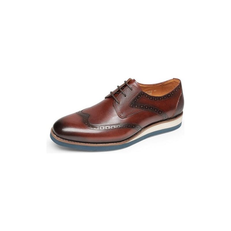 Ανδρικά Επίσημα Παπούτσια Exotic Textured Wingtip Oxford Casual - Καφές