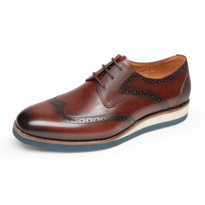 Ανδρικά Επίσημα Παπούτσια Exotic Textured Wingtip Oxford Casual - Καφές