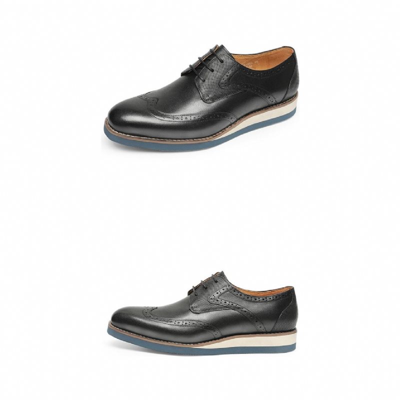 Ανδρικά Επίσημα Παπούτσια Exotic Textured Wingtip Oxford Casual - Μαύρο