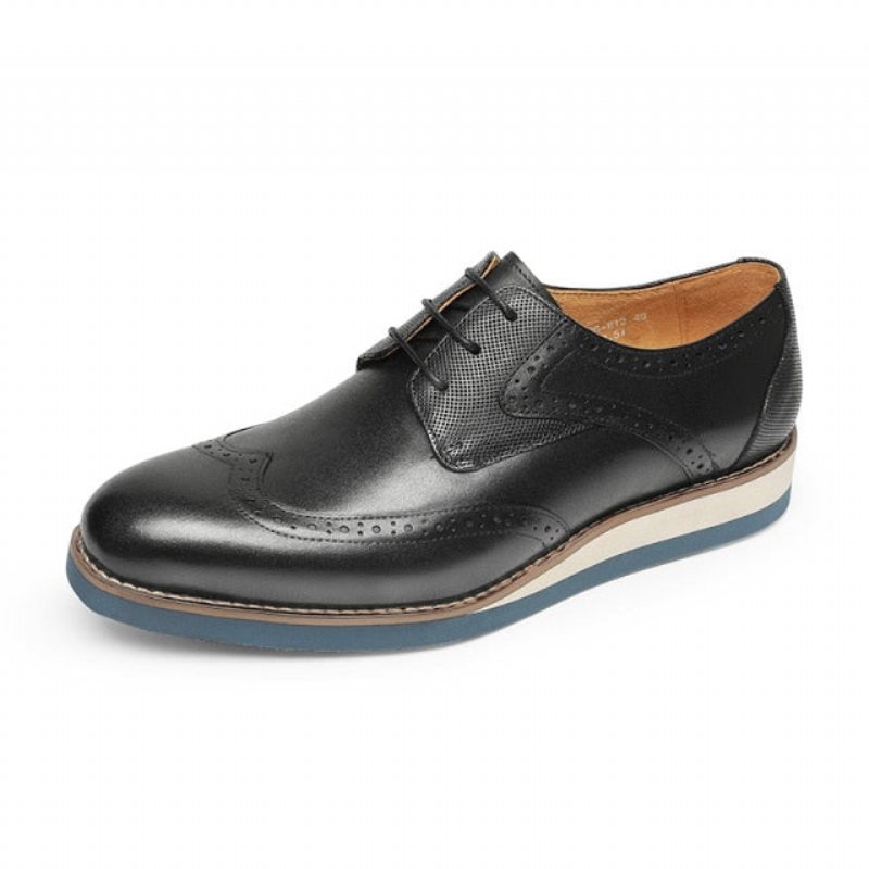 Ανδρικά Επίσημα Παπούτσια Exotic Textured Wingtip Oxford Casual - Μαύρο