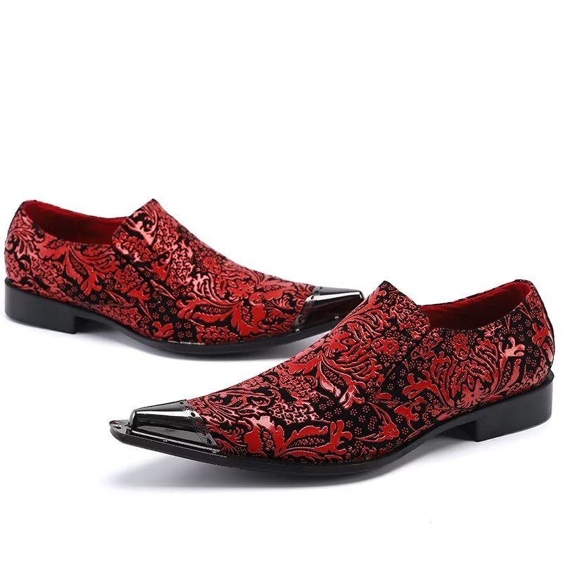 Ανδρικά Επίσημα Παπούτσια Exotic Πολυτέλεια Slip-on Leather Elegance Φόρεμα - Κόκκινο