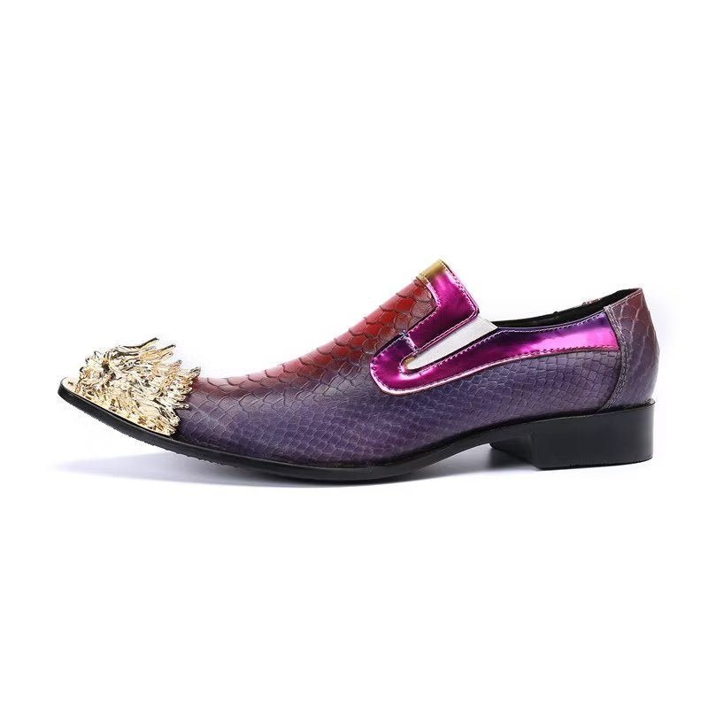 Ανδρικά Επίσημα Παπούτσια Exquisite Crocodile Texture Δερμάτινα Slip-on - Μωβ