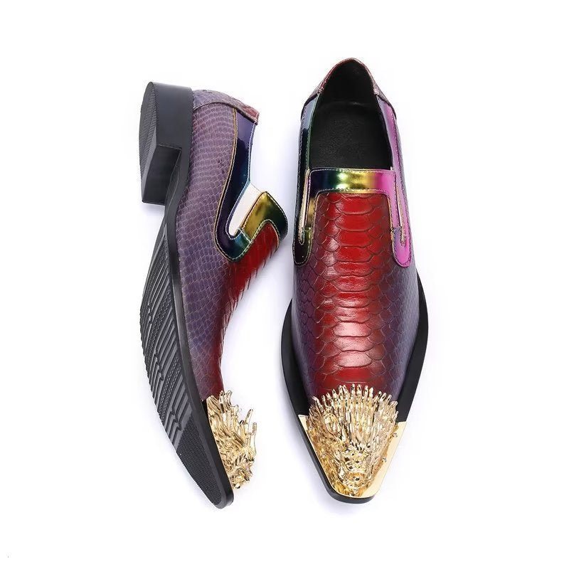 Ανδρικά Επίσημα Παπούτσια Exquisite Crocodile Texture Δερμάτινα Slip-on - Μωβ