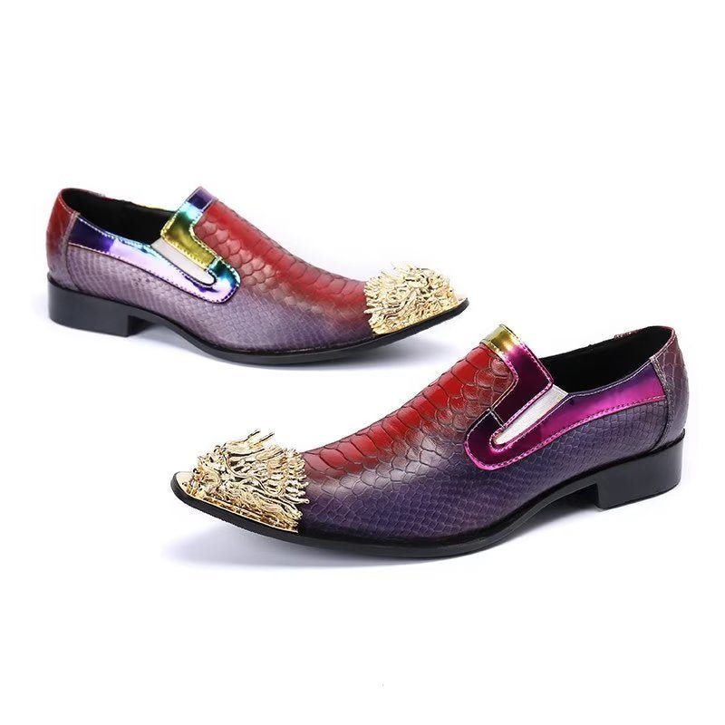 Ανδρικά Επίσημα Παπούτσια Exquisite Crocodile Texture Δερμάτινα Slip-on - Μωβ