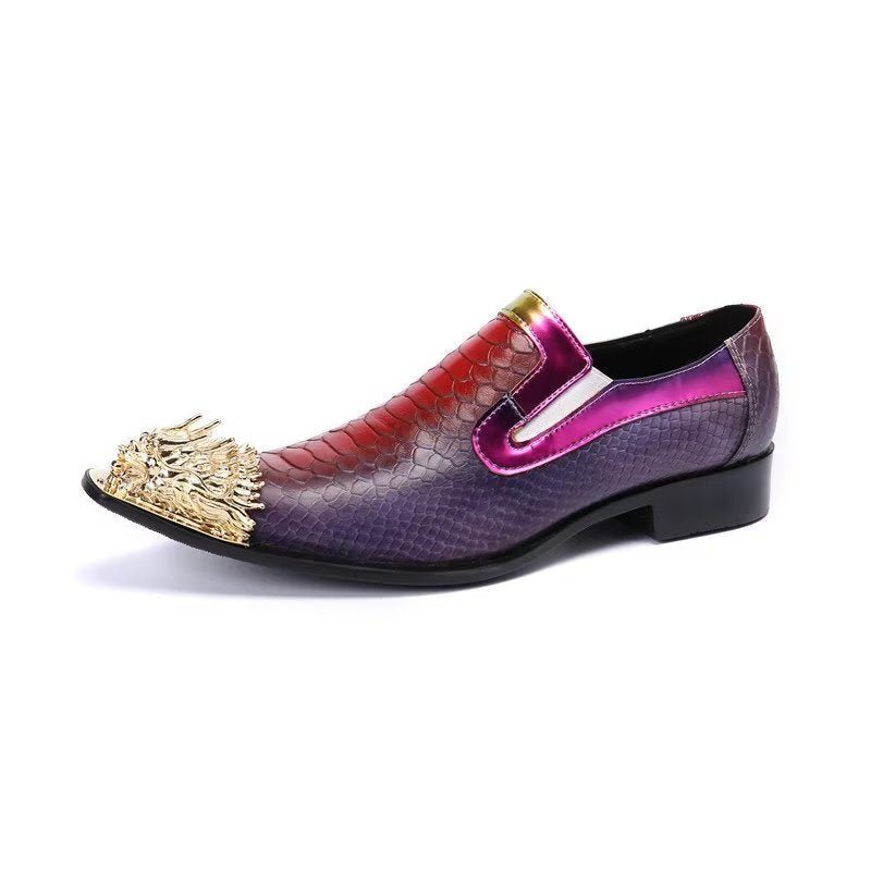 Ανδρικά Επίσημα Παπούτσια Exquisite Crocodile Texture Δερμάτινα Slip-on - Μωβ