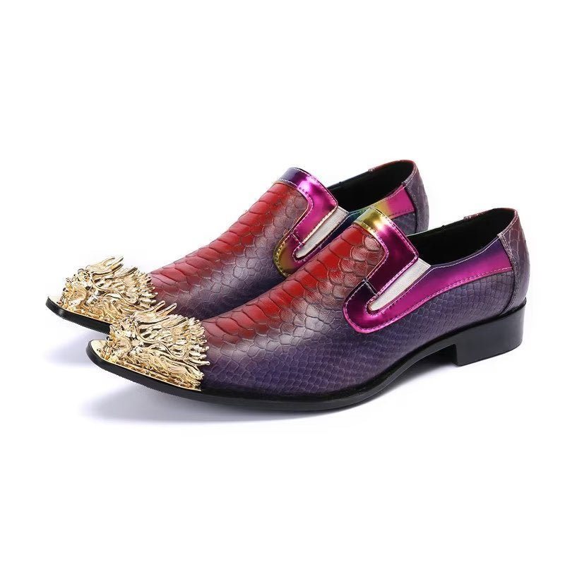 Ανδρικά Επίσημα Παπούτσια Exquisite Crocodile Texture Δερμάτινα Slip-on - Μωβ