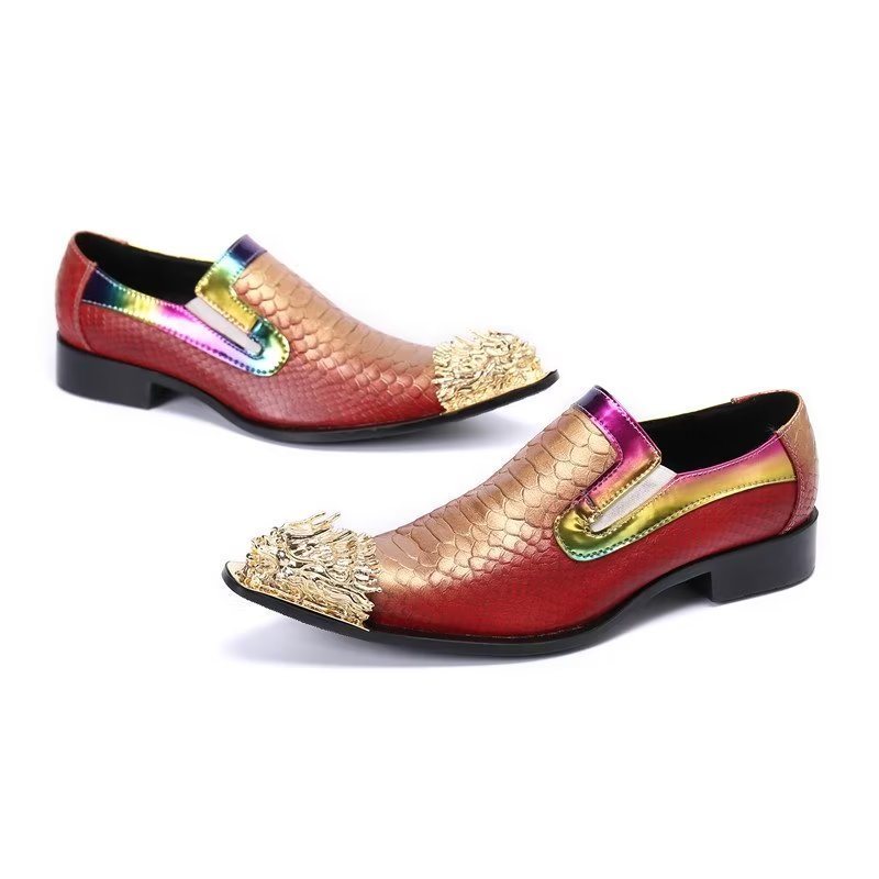 Ανδρικά Επίσημα Παπούτσια Exquisite Crocodile Texture Δερμάτινα Slip-on - Κόκκινο