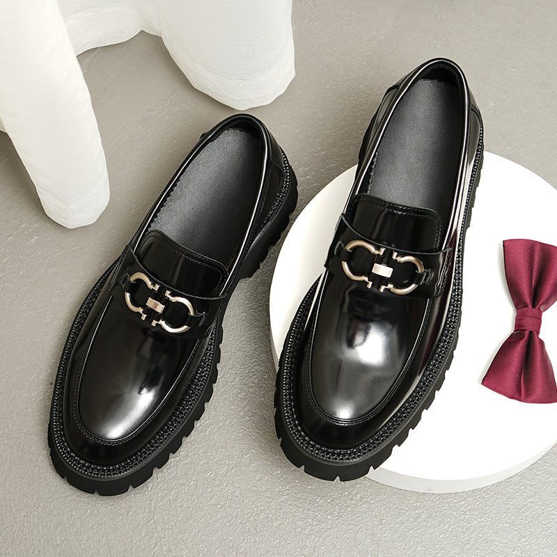 Ανδρικά Επίσημα Παπούτσια Hazel Πολυτέλεια Platform Slip-on Loafers - Μαύρο