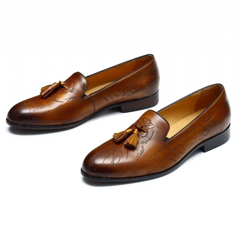 Ανδρικά Επίσημα Παπούτσια Lavish Leather Slip On Brogue Φόρεμα - Καφέ