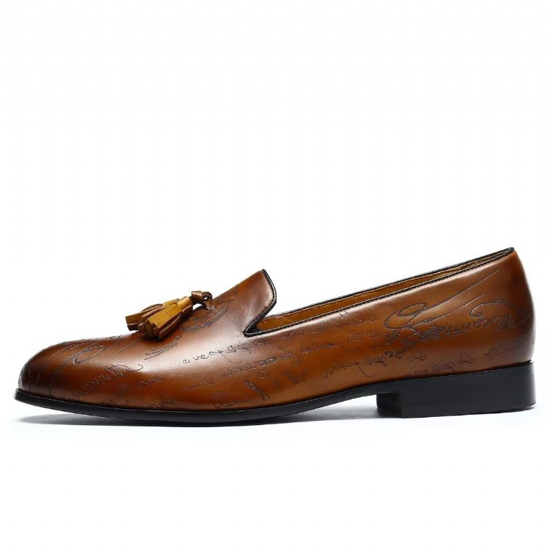 Ανδρικά Επίσημα Παπούτσια Lavish Leather Slip On Brogue Φόρεμα - Καφέ