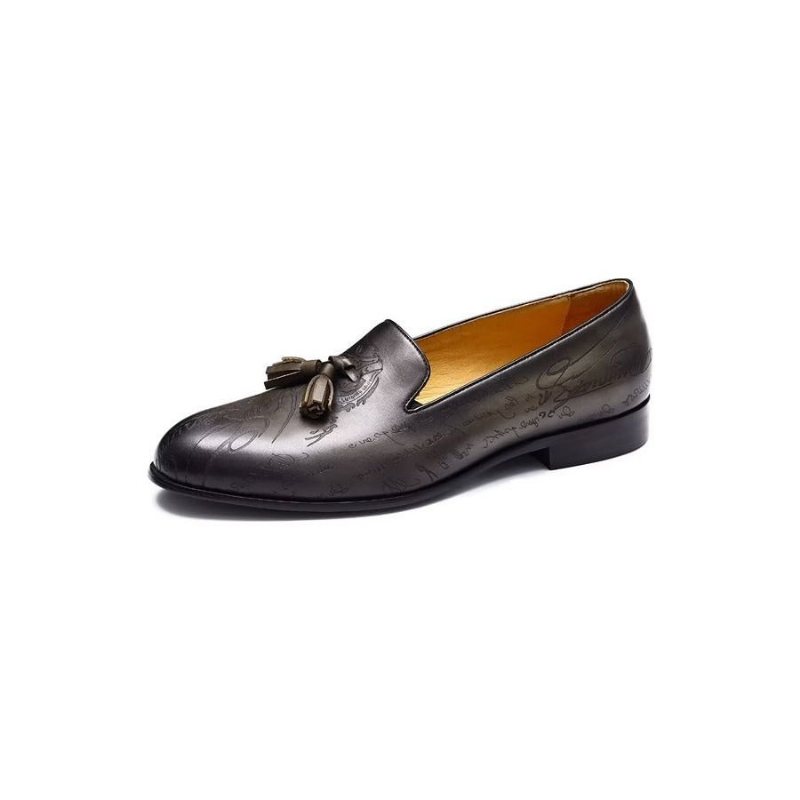 Ανδρικά Επίσημα Παπούτσια Lavish Leather Slip On Brogue Φόρεμα - Γκρι