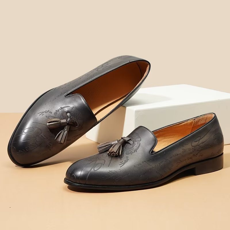 Ανδρικά Επίσημα Παπούτσια Lavish Leather Slip On Brogue Φόρεμα - Γκρι