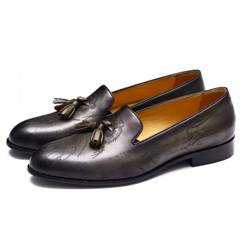 Ανδρικά Επίσημα Παπούτσια Lavish Leather Slip On Brogue Φόρεμα - Γκρι