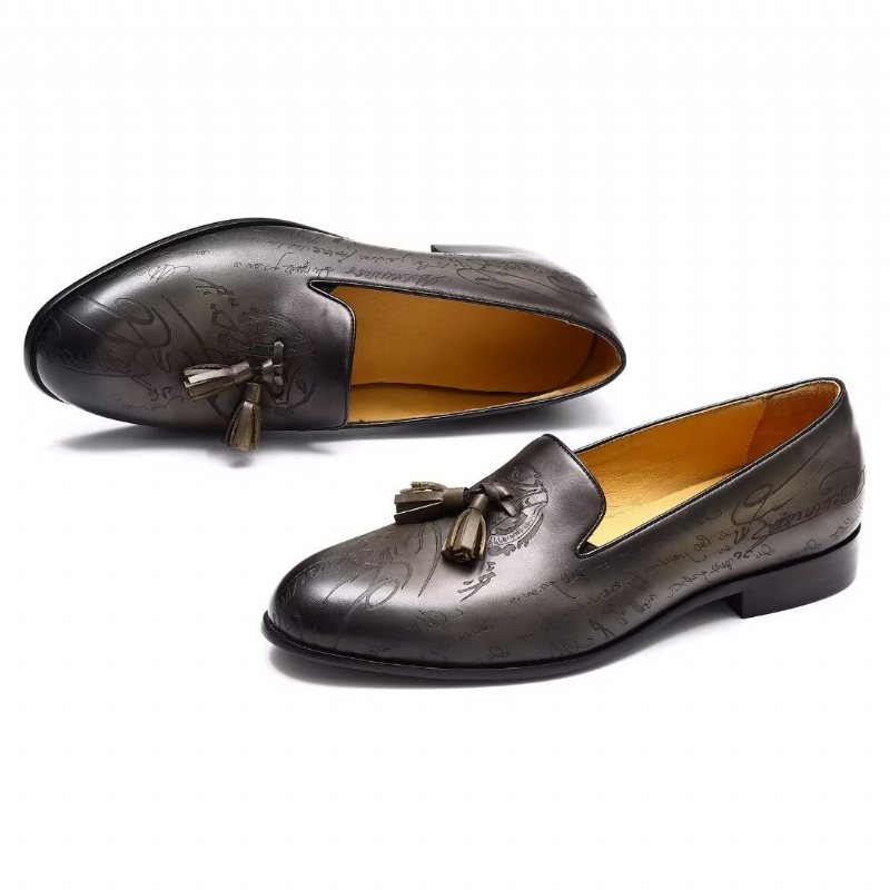 Ανδρικά Επίσημα Παπούτσια Lavish Leather Slip On Brogue Φόρεμα - Γκρι