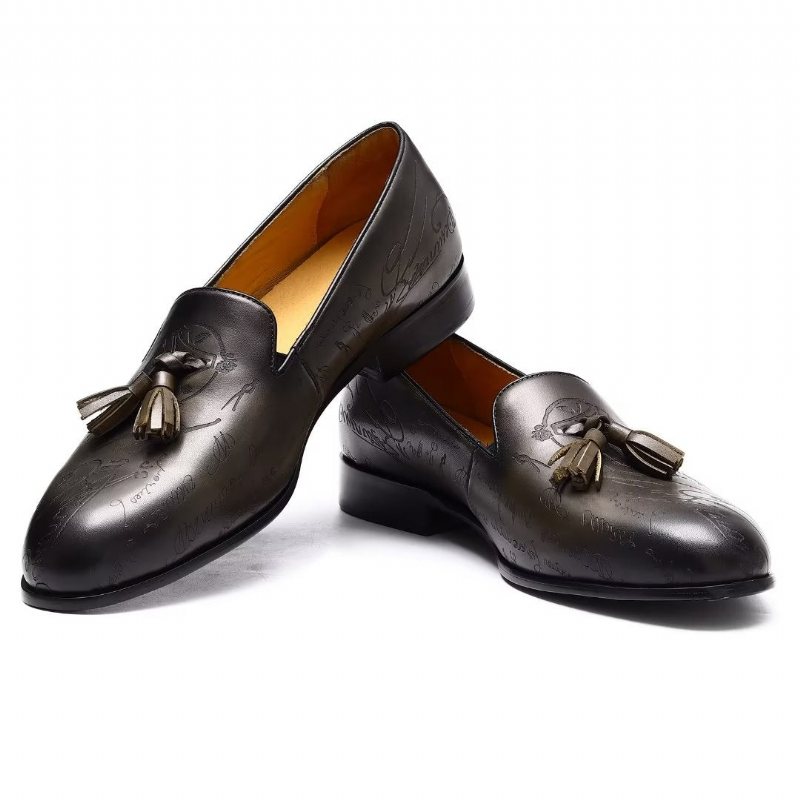 Ανδρικά Επίσημα Παπούτσια Lavish Leather Slip On Brogue Φόρεμα - Γκρι