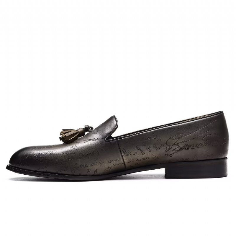 Ανδρικά Επίσημα Παπούτσια Lavish Leather Slip On Brogue Φόρεμα - Γκρι