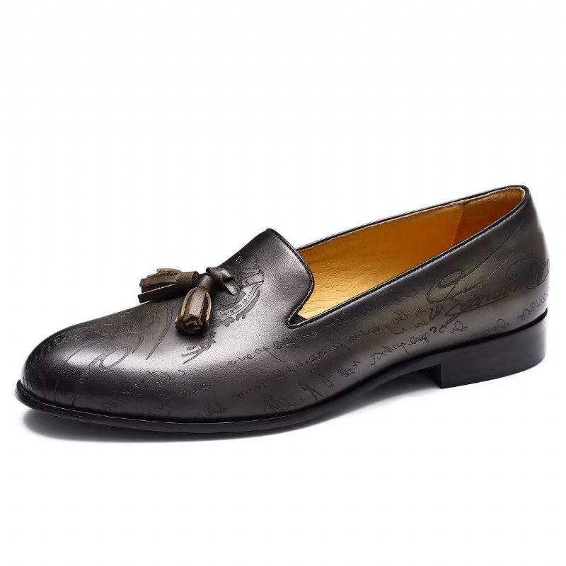 Ανδρικά Επίσημα Παπούτσια Lavish Leather Slip On Brogue Φόρεμα - Γκρι