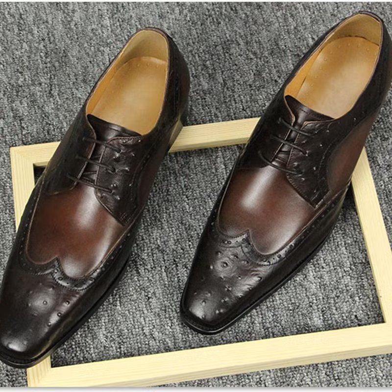 Ανδρικά Επίσημα Παπούτσια Modish Bespoke Brogue Δερμάτινα Νυφικά - Καφές