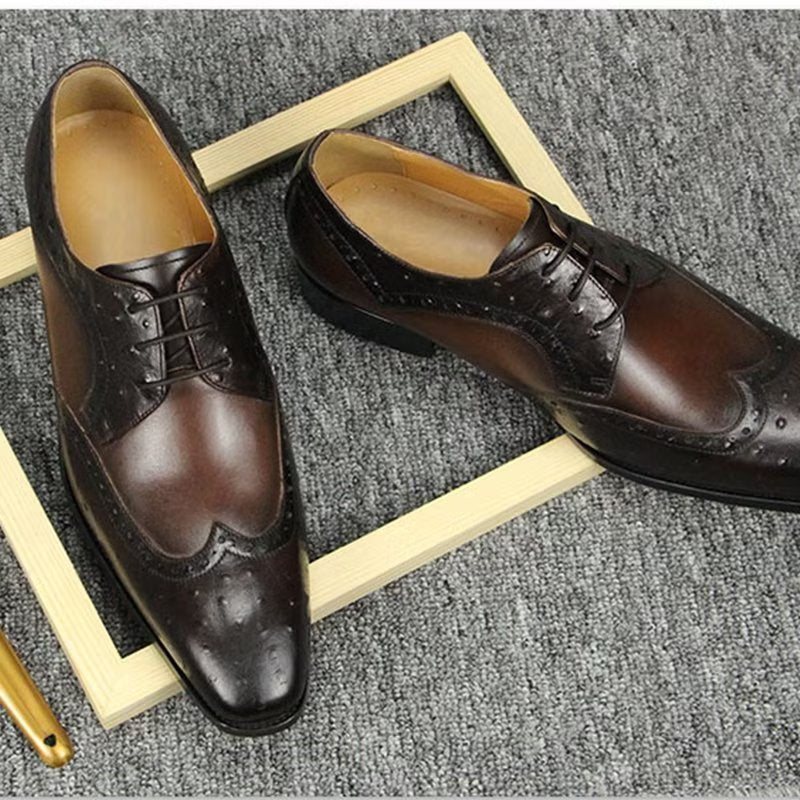 Ανδρικά Επίσημα Παπούτσια Modish Bespoke Brogue Δερμάτινα Νυφικά - Καφές