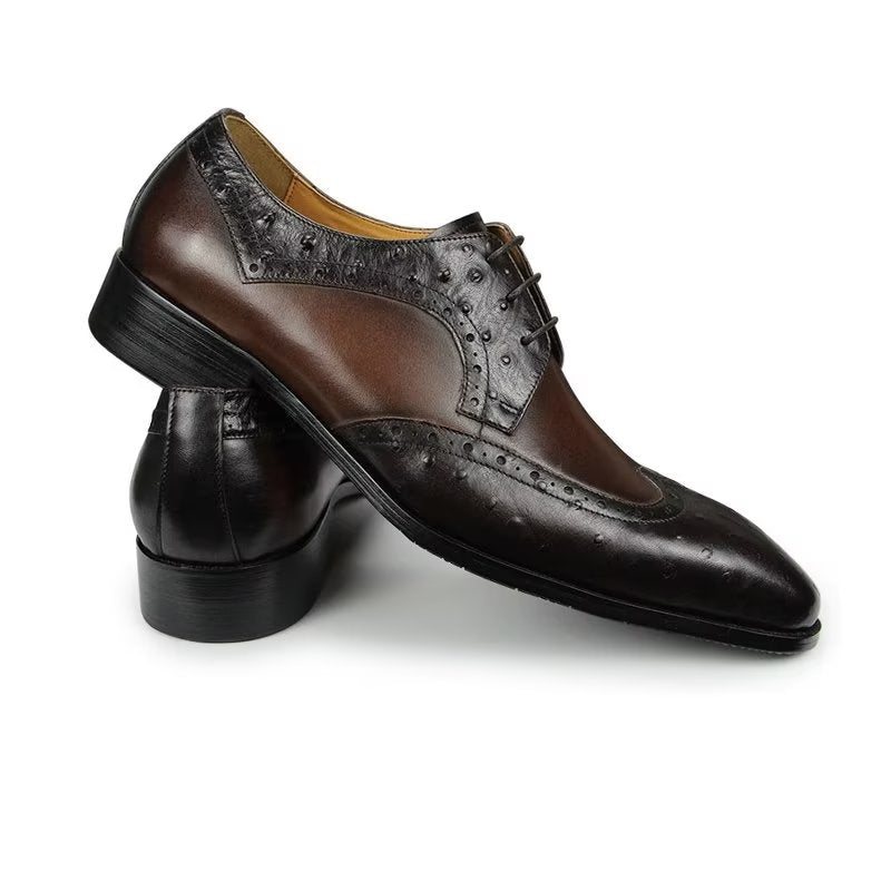 Ανδρικά Επίσημα Παπούτσια Modish Bespoke Brogue Δερμάτινα Νυφικά - Καφές