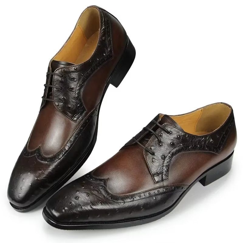 Ανδρικά Επίσημα Παπούτσια Modish Bespoke Brogue Δερμάτινα Νυφικά - Καφές