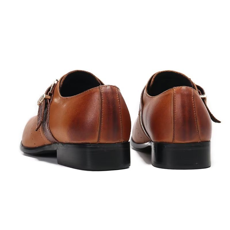 Ανδρικά Επίσημα Παπούτσια Monkstraps Κομψά Slip-on Με Γνήσιο Δέρμα - Καφέ