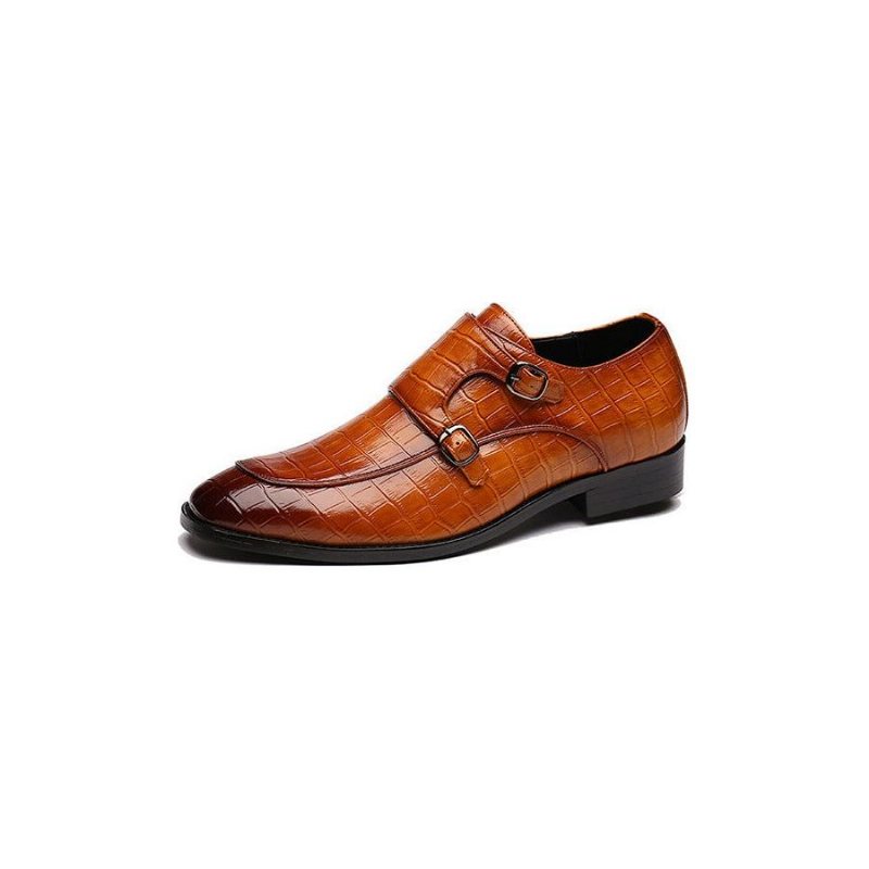 Ανδρικά Επίσημα Παπούτσια Retro Chic Δερμάτινα Slip-on Φόρεμα Με Μυτερά - Καφέ