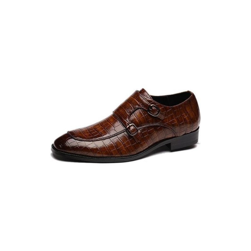 Ανδρικά Επίσημα Παπούτσια Retro Chic Δερμάτινα Slip-on Φόρεμα Με Μυτερά - Καφέ