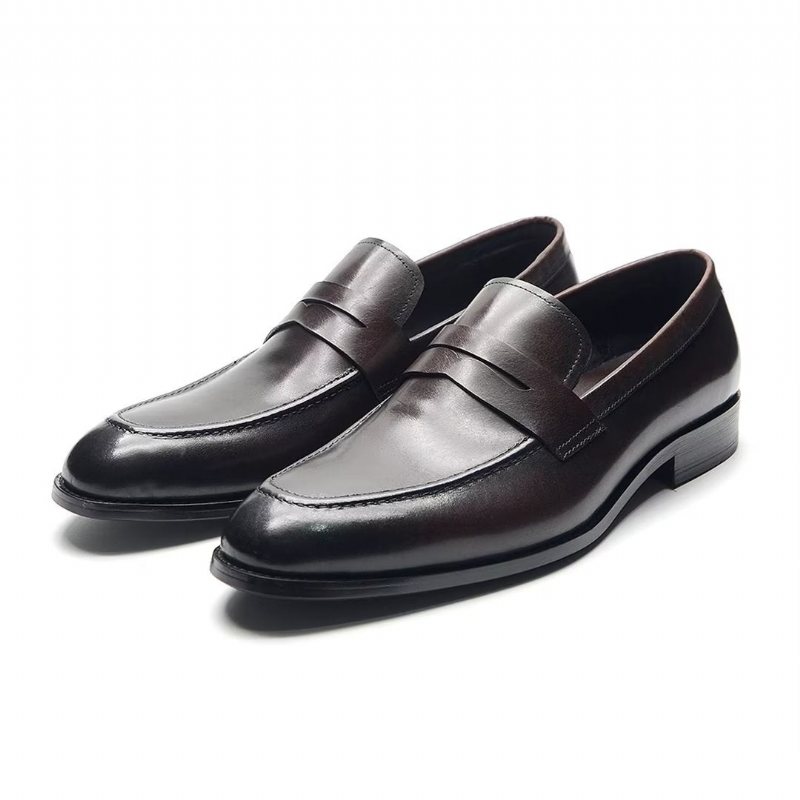 Ανδρικά Επίσημα Παπούτσια Sleek Slip-on Cow Leather Elegance - Καφές