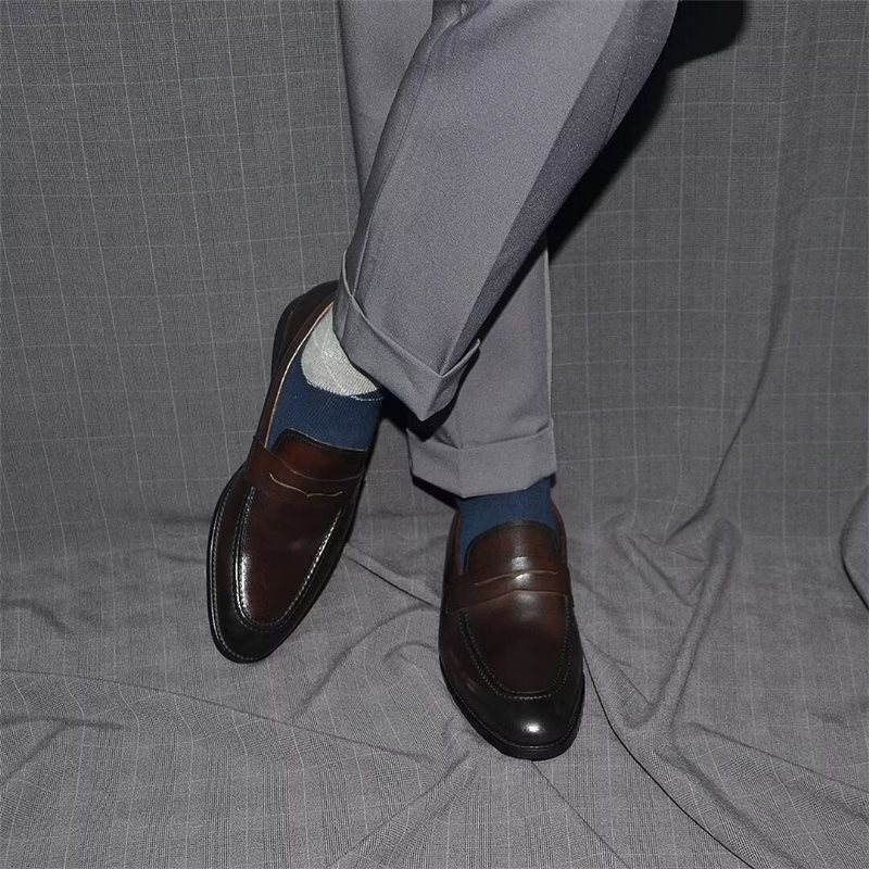 Ανδρικά Επίσημα Παπούτσια Sleek Slip-on Cow Leather Elegance - Καφές