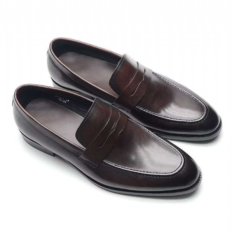 Ανδρικά Επίσημα Παπούτσια Sleek Slip-on Cow Leather Elegance - Καφές