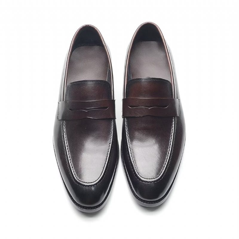 Ανδρικά Επίσημα Παπούτσια Sleek Slip-on Cow Leather Elegance - Καφές