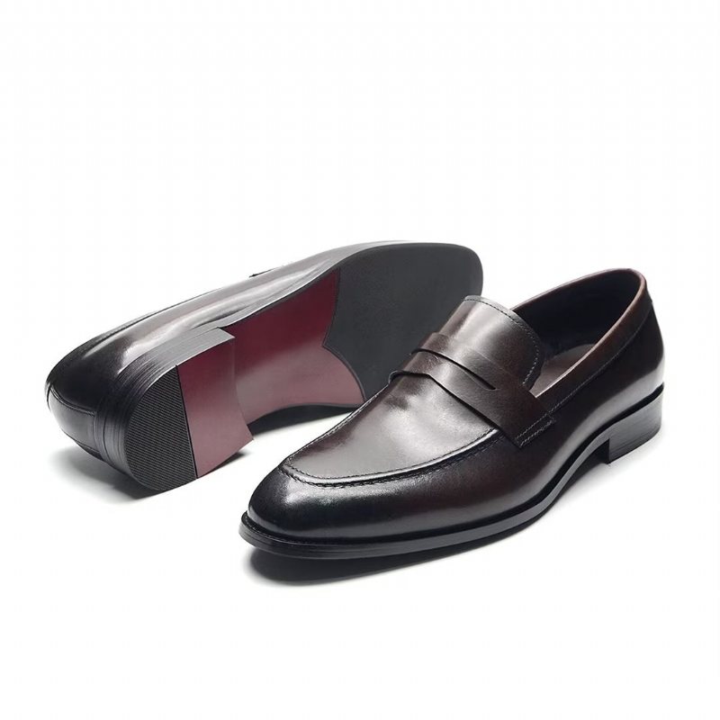 Ανδρικά Επίσημα Παπούτσια Sleek Slip-on Cow Leather Elegance - Καφές