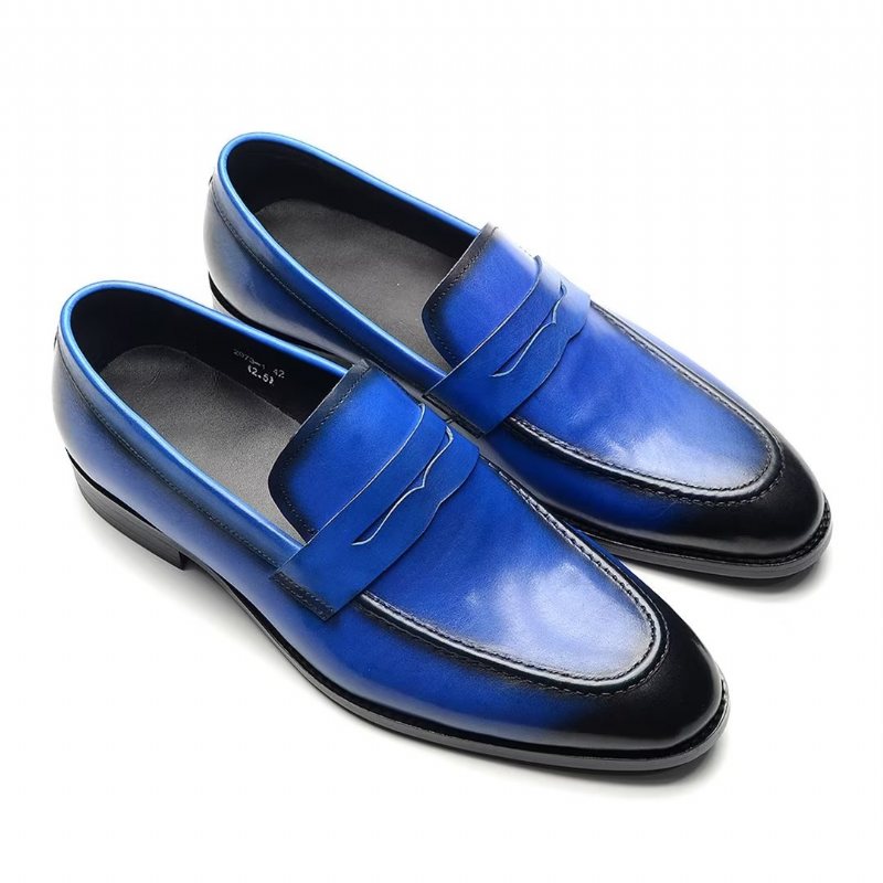 Ανδρικά Επίσημα Παπούτσια Sleek Slip-on Cow Leather Elegance - Μπλε